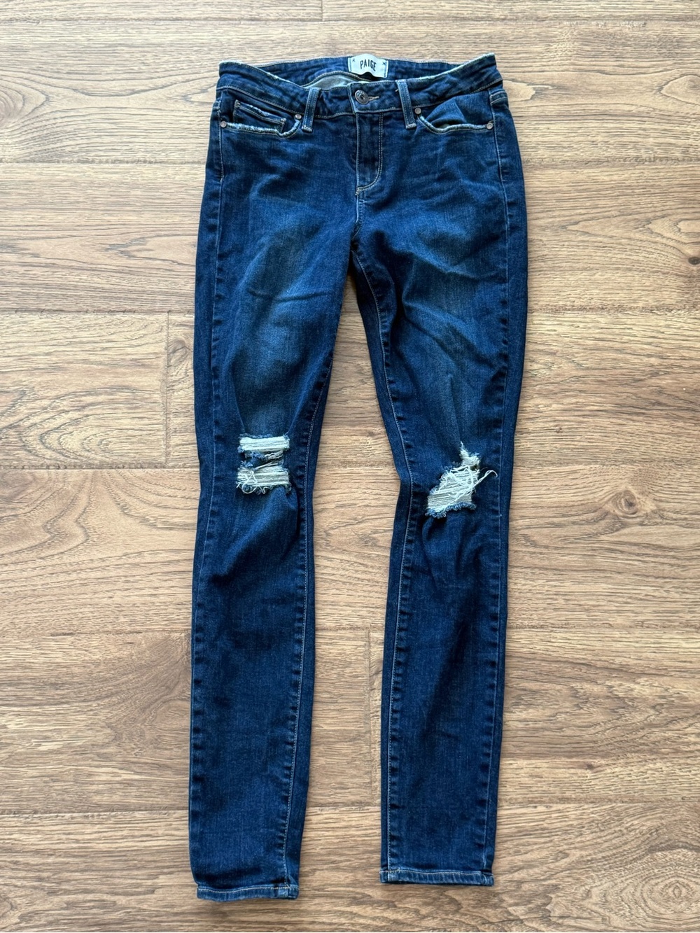 PAIGE Dark Blue Distressed Verdugo Ultra Skinny Jeans Sz 28